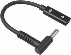 Aomoproing USB Type C Female To HP4506 Male 90° Adapter Cable 4.5X3.0Mm Plug Dc Power Converter With PD Sensor Chip For Laptop
