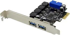 Aomoproing USB 3.0 PCI-E Expansion Card Adapter 2 Port USB3.0 Hub Internal 19pin 19 pin Header USB 3 to PCIE PCI Express 20PIN Adapter Card
