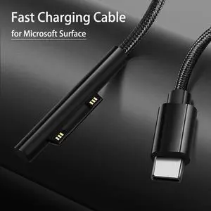 Aomoproing 100W USB C PD Adapter Converter for Microsoft Surface Pro 4 5 6 7 8 X Go 15V Type C Fast Charging Cable Cord for Surface Book