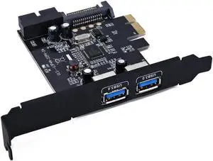 Aomoproing FOR PCIE TO 2 Port USB 3.0 PCI-e Internal 20Pin Adapter PCI Express 5.0Gbps 19Pin 7207201 Chipset SATA 15PIN Power Supply