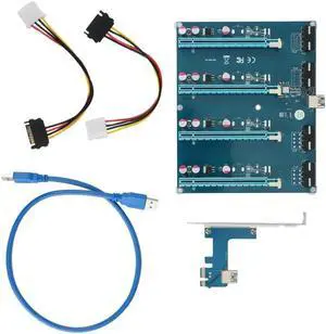 Aomoproing FOR Pcie 1 To 4 PCI Express 16X Slots Riser Card PCI-E 1X To External 4 Slot Adapter Pcie Port Multiplier For Mining