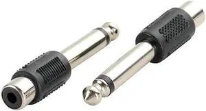 Aomoproing FOR 10Pcs RCA Female to 6.35mm 1/4 Male Mono Plug Audio Adapter Connector for DIY FM Microphone