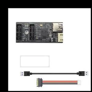Aomoproing 19Pin to Type E + 19Pin Motherboard 1 to 2 Splitter USB 3.2 GEN 1 Hub Adapter A-KEY 19Pin to Dual 19P Extension Card