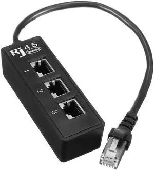 Aomoproing RJ45 Male to 3 RJ45 Female Port Network Extender Cable Splitter LAN Ethernet