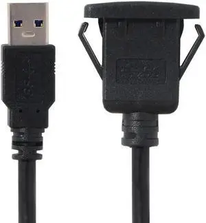 Aomoproing FOR 1m Waterproof Single USB 3.0 Extension Latch Mount Car AUX Cable for Dashboard Panel