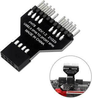 Aomoproing 2Pcs/lot Motherboard USB2.0 9Pin Interface Header Splitter 1 to 2 Extension Cable Adapter