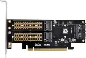 Aomoproing FOR PCI Express PCI-E 3.0 Dual SATA to NGFF NVME MSATA M-Key B/M-key SSD Card for Adapter 3in1