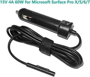 Aomoproing 60W Dc Car Charger 15V Laptop Power Supply Adapter for Microsoft Surface Pro 5 6 7 5.1V USB Phone Charger for iPhone