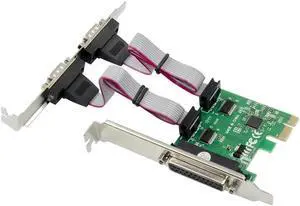 Aomoproing Dual db9 RS-232 LPT to pci-e Adapter PCI Express Parallel Serial Com Card Pcie to 2 ports rs232 db25 ASIX 99100 Chipset