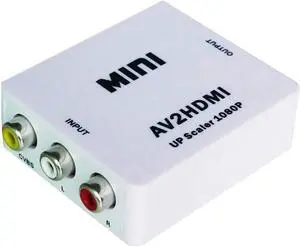 Aomoproing RCA AV to HDMI Converter Adapter Mini Composite CVBS to HDMI AV2HDMI Converter in Retail Package 1080P
