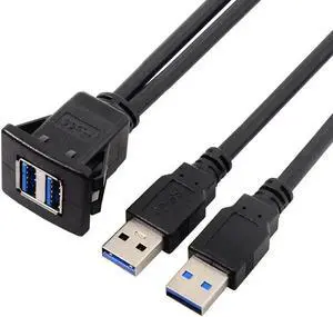 Aomoproing FOR Waterproof Dual USB 3.0 Extension Latch Mount Car AUX Cable 1m for Dashboard Panel Aomoproing FOR Waterproof Dual USB 3.0 Extension Latch Mount Car AUX Cable 1m for Dashboard Panel