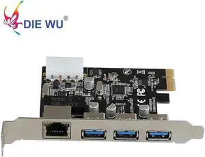Aomoproing PCI Express to 3 port USB3.0 1 port RJ45 network adapter connection PCI Express network Expansion card TXB014