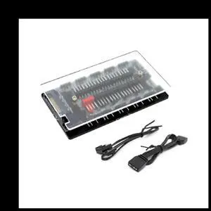 Aomoproing RGB Fan Hub 10 Ports PWM Addressable RGB Fan Splitter 5V/3Pin for Power Supply + Motherboard Control