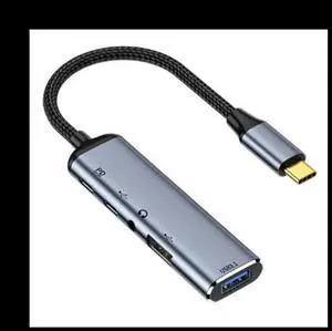 Aomoproing Portable USB 3.1 Type-C Hub to HDMI-Compatible Multi Splitter Adapter 4K Thunderbolt 3 USB C Hub for PC (Y003)