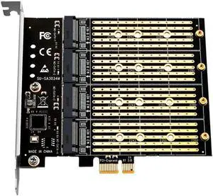 Aomoproing FOR Mining PCIE To M2 Adapter PCI Express X1 4 Ports B Key M.2 NGFF SATA Expansion Riser Card