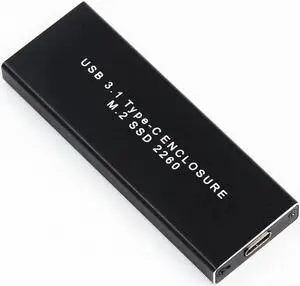 Aomoproing FOR Hdd Enclosure USB 3.1 Type-C USB-C to NGFF M.2 B Key SSD 2260 Adapter Card Enclosure