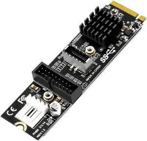 Aomoproing FOR M.2 NVME MKEY to USB3.0 Adapter with 19 Pin Header and USB3.1 Type-E Con tor
