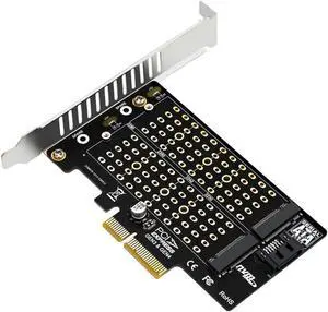 Aomoproing PCIe to Dual Disk Adapter for M.2 NVMe meky and NGFF bkey SSD Expansion card