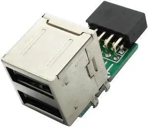 Aomoproing PC Host Case Internal Motherboard USB 2.0 Hub 9Pin to 2 Port USB A Female Splitter Converter PCB Board Extender Card