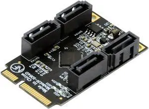 Aomoproing FOR SATA 3.0 Four Ports for Adapter Converter 6Gbps Hard Drive Extension Card for SSD Mini PCI-E PCI Express