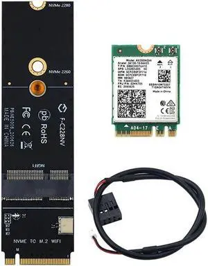 Aomoproing 2974Mbps AX200 6 Wireless Card Bluetooth 5.1 M.2 A+E Key To M.2 M Key Nvme SSD Port Network Wlan Adapter