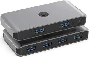 Aomoproing FOR USB 3.0 KVM Switch Selector 2 Computers Sharing 4 USB Devices USB 3.0 Peripheral Switcher Box Hub Adapter