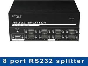 Aomoproing RS232 splitter 8 port Divider DB9 Serial RS232 Data Transfer Protocol COM with Power Adapter RS-232 female to male Converter