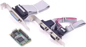 Aomoproing mini PCIe to 2 Port Rs232 LPT Parallel IEEE 1284 Controller card mini PCI-e to DB25 printer LPT port adapter for mini ITX