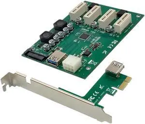 Aomoproing PCIe 1 to 4 PCI Express 1X Slots Riser Card Mini ITX to External 4 PCI-e Slot Adapter PCIe Port Multiplier Card ASM1184e