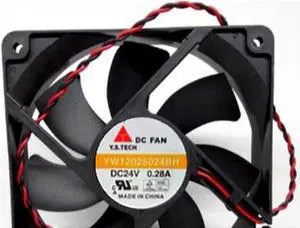 Aomoproing YW12025024BH 24V0.28A 12CM12025 120*120*25MM 2 wire cooling fan