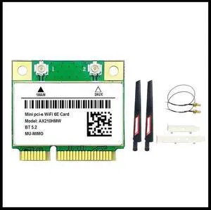 Aomoproing AX210HMW Card+Antenna Set 6E Mini PCI-E AX210 802.11Ax/Ac 2.4G/5G/6Ghz BT5.2 Wireless Adapter for Laptop