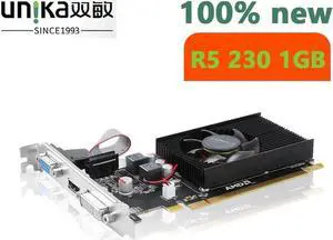 Aomoproing Brand UNIKA R5 230 1G Graphic Card For Radeon R5 230 Series R5230 1GB Video Cards multi-screen output Graphics VGA Map 100%
