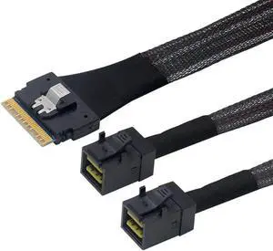 Aomoproing PCI-E Ultraport Slimline SAS Slim 4.0 SFF-8654 8i 74pin to Dual SFF-8643 4i Mini SAS HD Cable PCI-Express Aomoproing PCI-E Ultraport Slimline SAS Slim 4.0 SFF-8654 8i 74pin to Dual SFF-8643 4i Mini SAS HD Cable PCI-Express