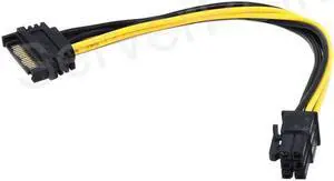 Aomoproing 20PCS cable For Video Card factory wholesale 15pin 1* SATA Power to 6pin PCIe PCI-e PCI Express Adapter Cable