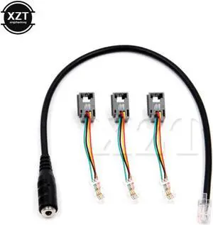 Aomoproing 3.5mm Smartphone Cable Jack to RJ12 Headset To Office Phone Cable Cord Converter Telephone Using Adapter