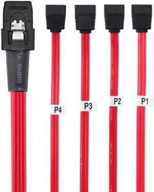 Aomoproing Mini Sas 36Pin Sff-8087 Male to 4 Sata 7Pin Female Cable,Mini Sas Host/Controller to 4 Sata Target/Backplane 0.5M