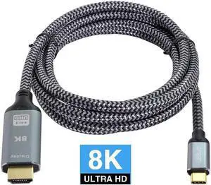 Aomoproing USB-C Type-C USB4 Source to HDTV 2.0 Display 8K UHD 4K DP to HDTV Male Monitor Cable Connector 1.8m 6ft
