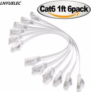 Aomoproing 6PacK Flat Internet Network Cable Cat6 Computer Cable short Cat6 Ethernet Patch Lan Cable With Snagless Rj45 Connectors 1 Feet