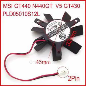 Aomoproing PLD05010S12L 12V 0.10A 45mm 2Pin Cooler Fan For MSI GT440 N440GT V5 GT430 Graphics Card Cooling Fan