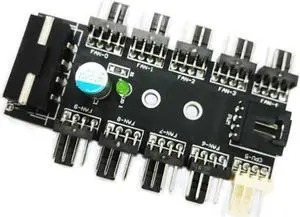 Aomoproing 4pin Fan Controller PC 1 to 10 4Pin Molex Cooler Cooling Fan Hub Splitter Cable PWM 12V 4 Pin Power Supply Adapter For PC Mining