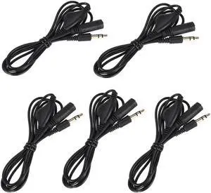 Aomoproing Black 3.5Mm M/F Stereo Headphones Audio Extension Cable 1M with Volume Control Audio Cable for Microphones