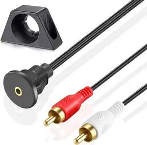 Aomoproing NUOLIANXIN 3.5mm Female to Dual RCA 2 RCA Male AUX Car Flush Mount Extension Cable for Car Boat Motorcycle Dashboard - 3 feet