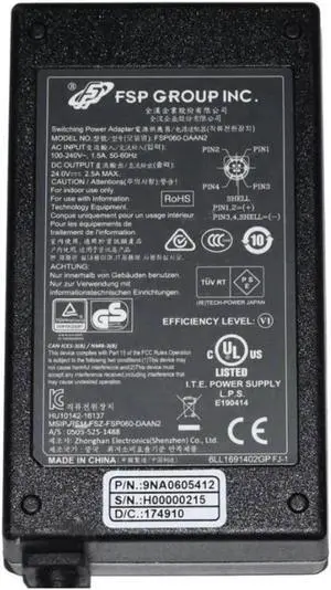 Aomoproing FSP FSP060-DAAN2 24V 2.5A 60W AC Adapter Charger For FSP H00000901 HU10142-16137 4Pin Laptop Power Supply Adapter Aomoproing FSP FSP060-DAAN2 24V 2.5A 60W AC Adapter Charger For FSP H00000901 HU10142-16137 4Pin Laptop Power Supply Adapter
