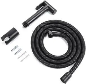 Aomoproing Black Handheld Bidet Spray Shower Sprayer Set Toilet Faucet Shower Bidet with Hose and Holder Bathroom Accessories Home Imp