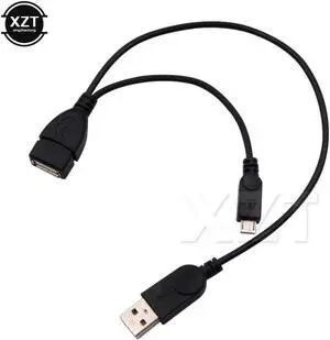 Aomoproing 1PCS Host Power Splitter Micro USB Male to USB A Male Female Adapter Cable for SAMSUNG/SONY Y Splitter 1 in 2 OTG Cable
