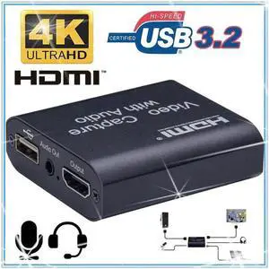 Aomoproing 1080P 4K HDMI Video Capture Device HDMI to USB 3.0 Video Capture Card with 3.5mm Stereo Output for PC OBS Live Broadcast