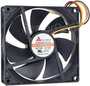 Aomoproing for Y.S TECH FD129225LL-N DC 12V 0.12A 90x90x25mm 3-Wire Server Cooling Fan