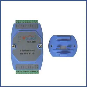 Aomoproing Isolated 8-way 485 Hub 8-port RS485 Distributor 1-to-8 Sharer Repeater Industrial Grade Guide Rail