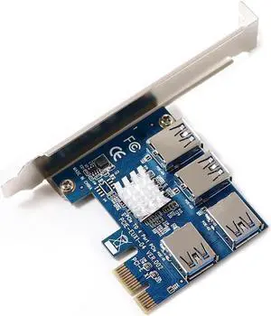 Aomoproing PCIe 1 to 4 PCI-express 16X slots Riser Card PCI-E 1X to External 4 PCI-e USB 3.0 Adapter Multiplier Card for