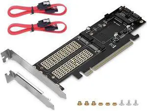 Aomoproing 3 in 1 NGFF and MSATA SSD Adapter Card, M.2 NVME to PCIE/ M.2 SATA SSD to SATA III/ MSATA to SATA Converter Express Card